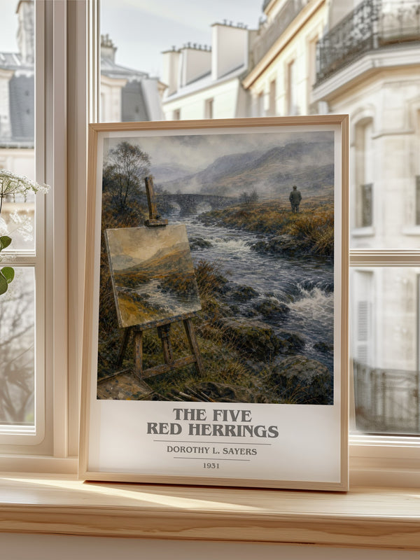The Five Red Herrings book cover poster colour and style options – Dorothy L. Sayers book art