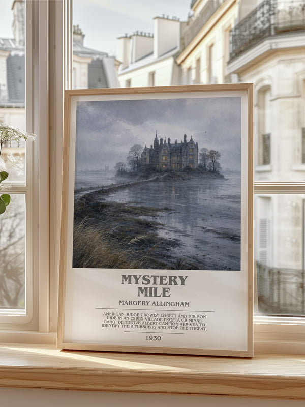 Mystery Mile bookish poster colour and style options – Margery Allingham book art