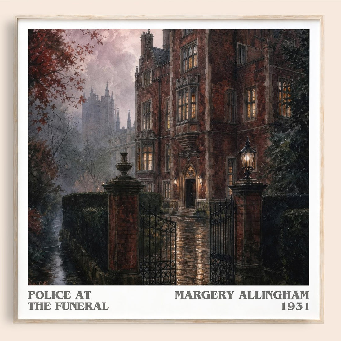 Police at the Funeral literary book poster by Margery Allingham – framed literary art print