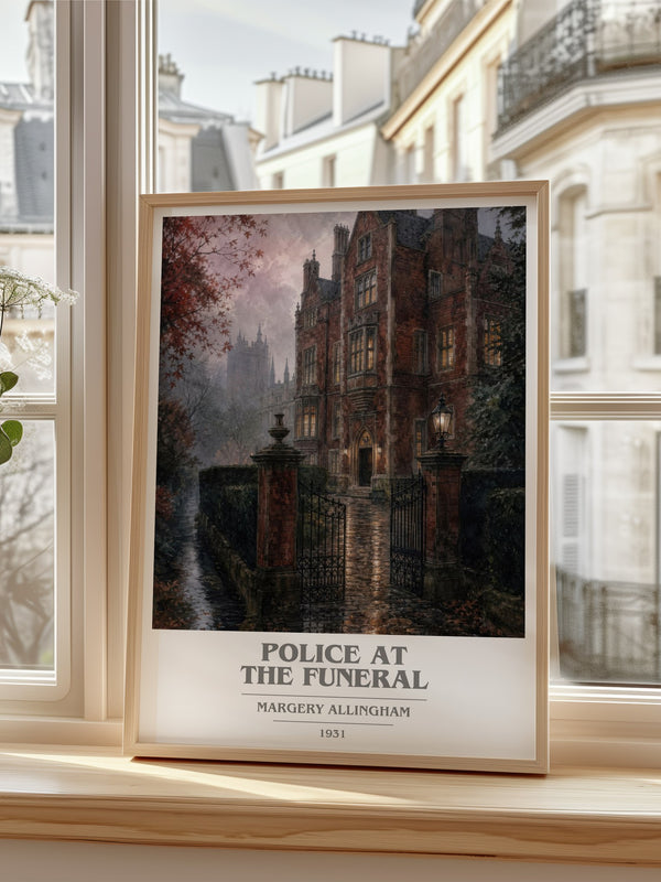 Police at the Funeral book cover poster colour and style options – Margery Allingham book art