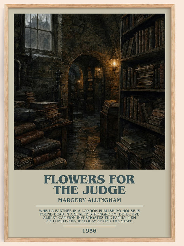 Flowers for the Judge bookish book poster by Margery Allingham – framed literary art print