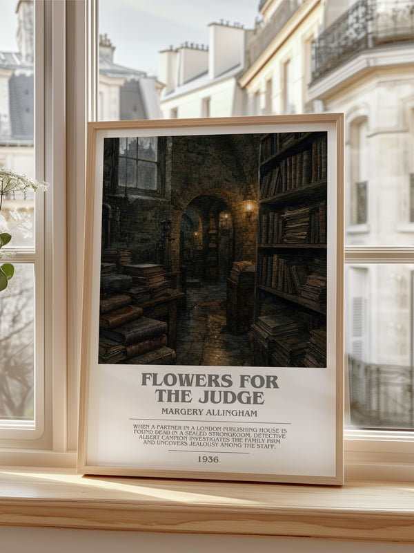 Flowers for the Judge bookish poster colour and style options – Margery Allingham book art