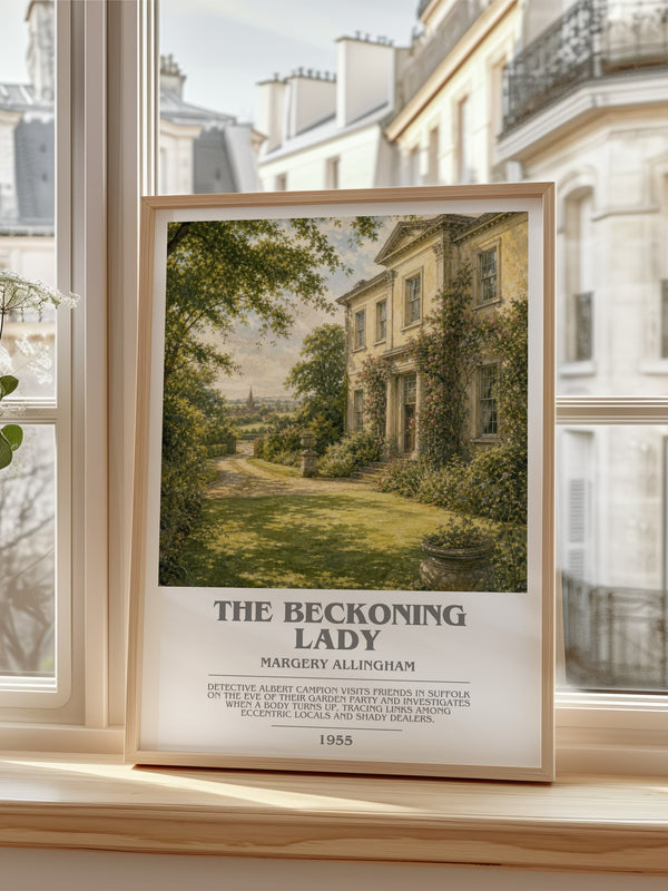 The Beckoning Lady bookish poster colour and style options – Margery Allingham book art