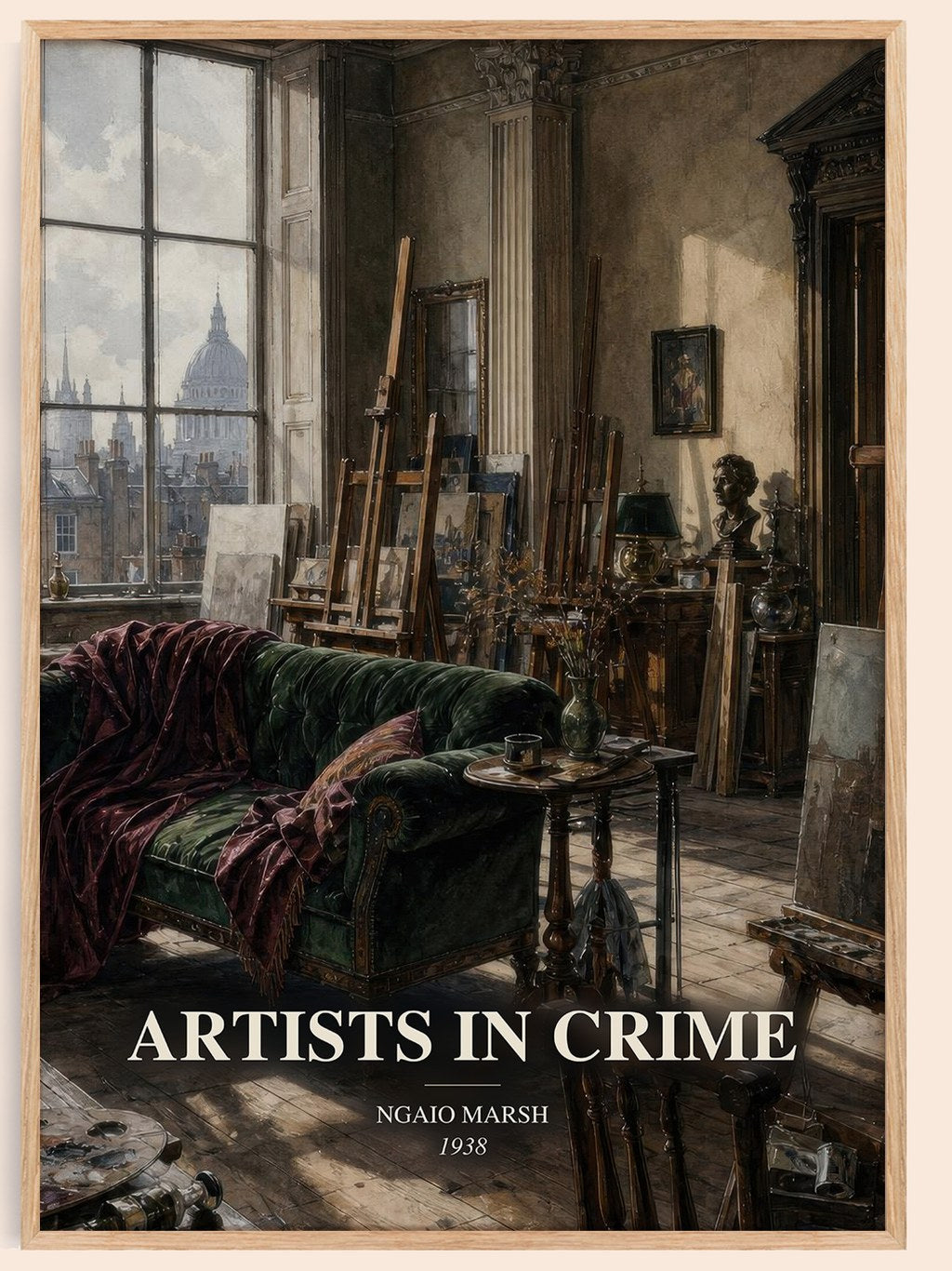 Artists in Crime watercolour book poster by Ngaio Marsh – framed literary art print