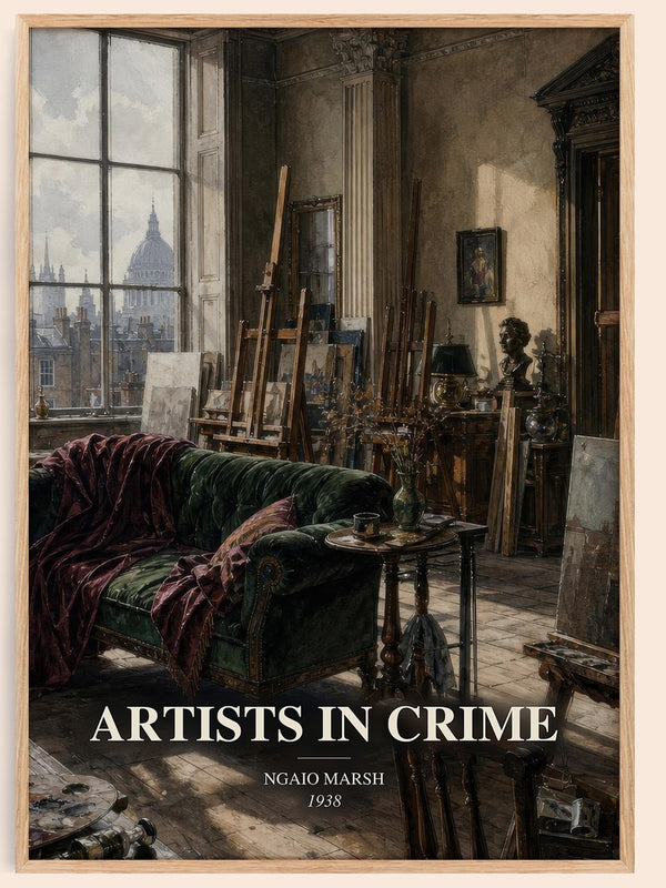 Artists in Crime watercolour book poster by Ngaio Marsh – framed literary art print