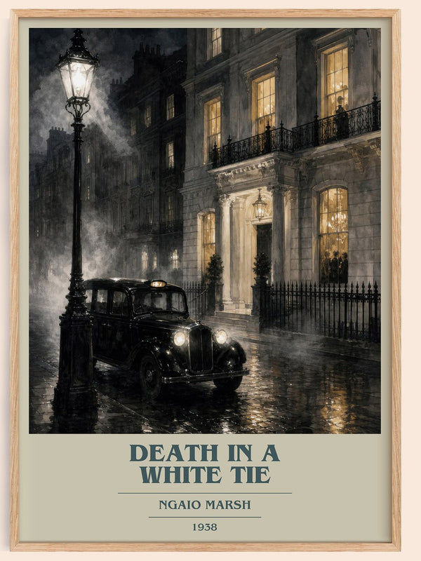 Death in a White Tie book cover book poster by Ngaio Marsh – framed literary art print