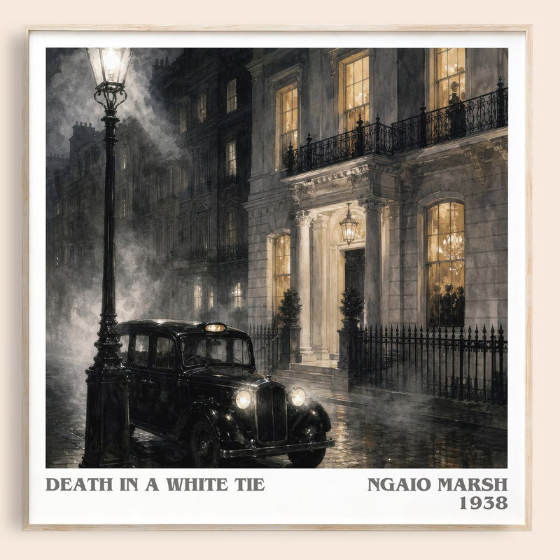 Death in a White Tie literary book poster by Ngaio Marsh – framed literary art print