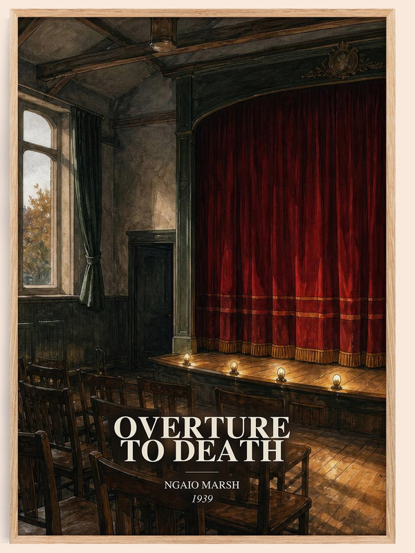 Overture to Death watercolour book poster by Ngaio Marsh – framed literary art print