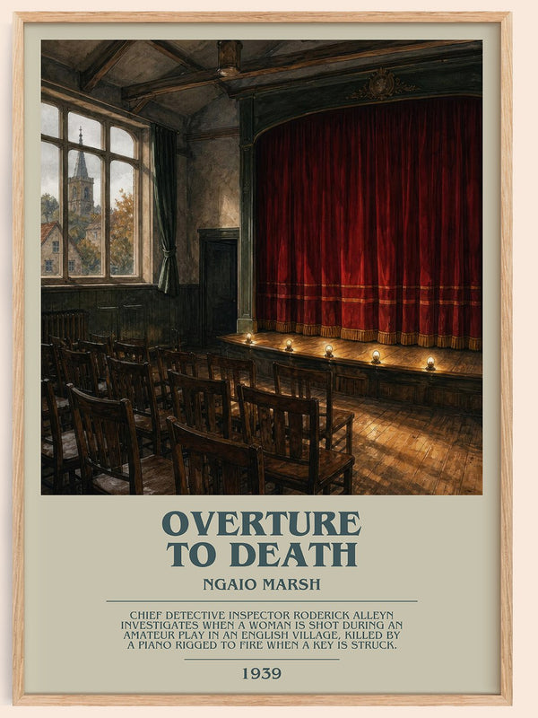Overture to Death bookish book poster by Ngaio Marsh – framed literary art print