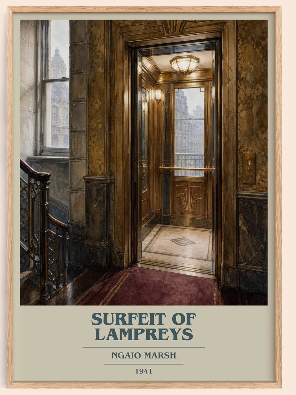 Surfeit of Lampreys book cover book poster by Ngaio Marsh – framed literary art print