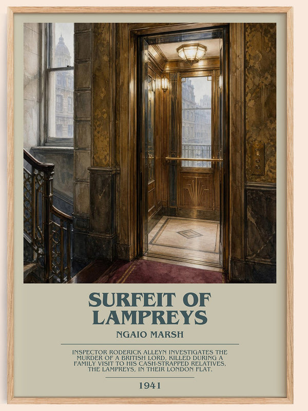 Surfeit of Lampreys bookish book poster by Ngaio Marsh – framed literary art print