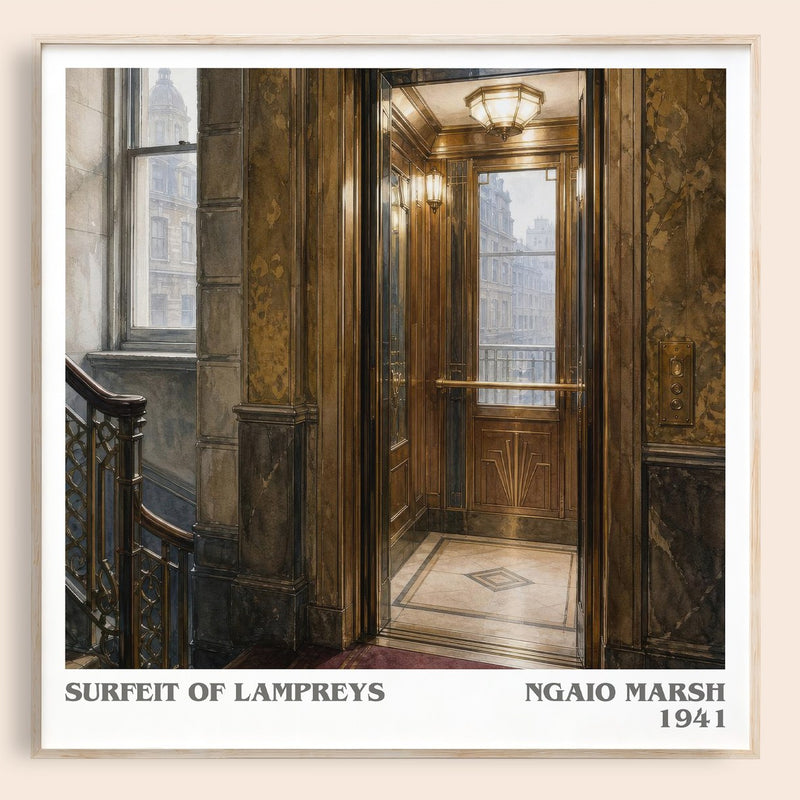 Surfeit of Lampreys literary book poster by Ngaio Marsh – framed literary art print