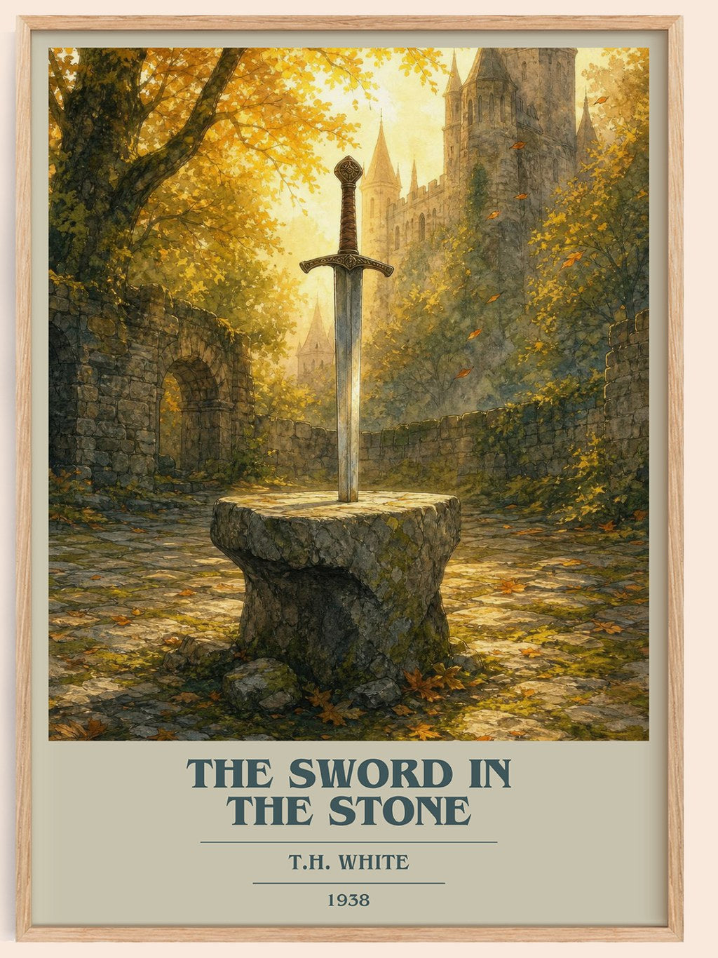 The Sword in the Stone book cover book poster by T.H. White – framed literary art print