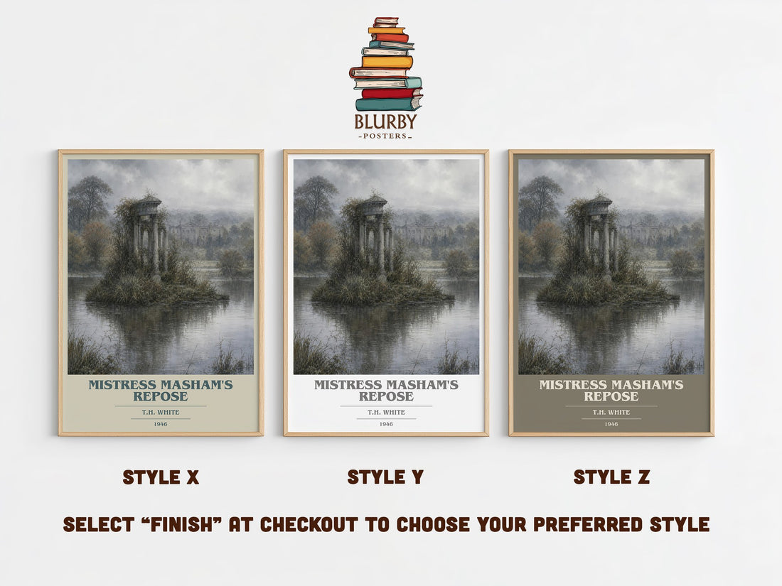 Mistress Masham's Repose book cover print in frame leaning in hallway – childrens wall art (mockup)