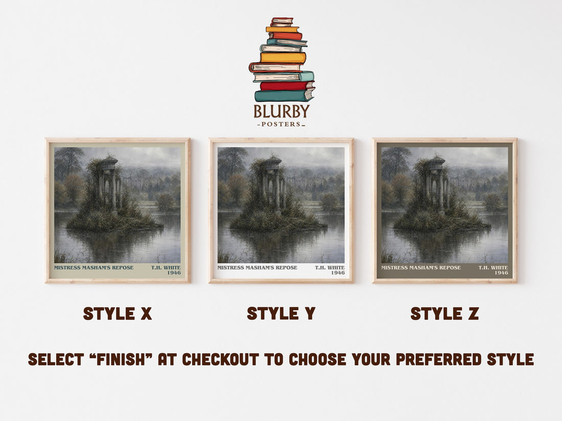 Mistress Masham's Repose literary print in frame leaning in hallway – childrens wall art (mockup)
