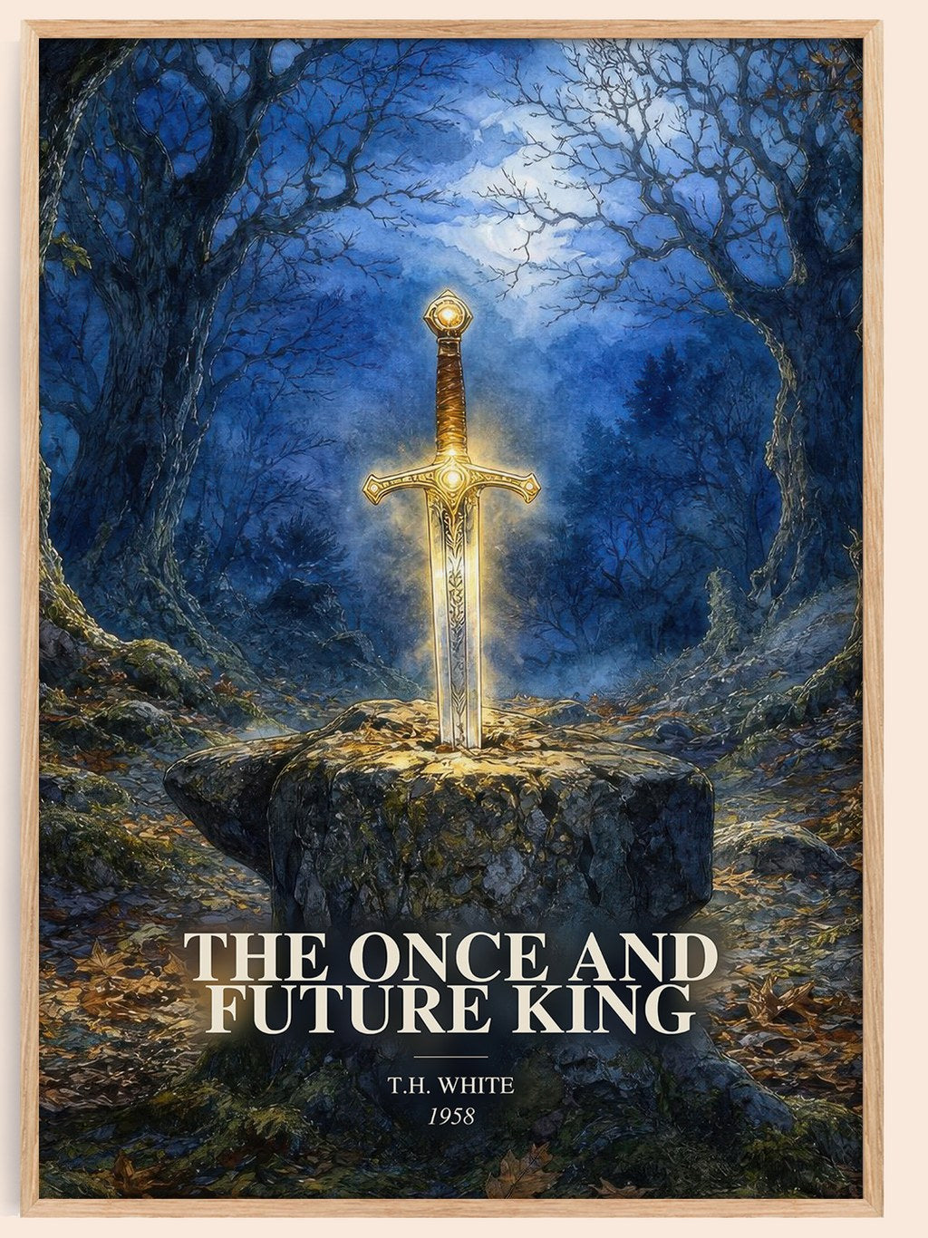 The Once and Future King watercolour book poster by T.H. White – framed literary art print