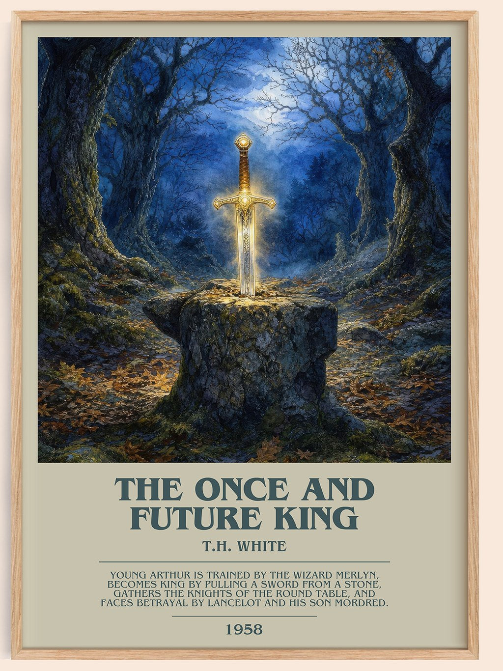 The Once and Future King bookish book poster by T.H. White – framed literary art print
