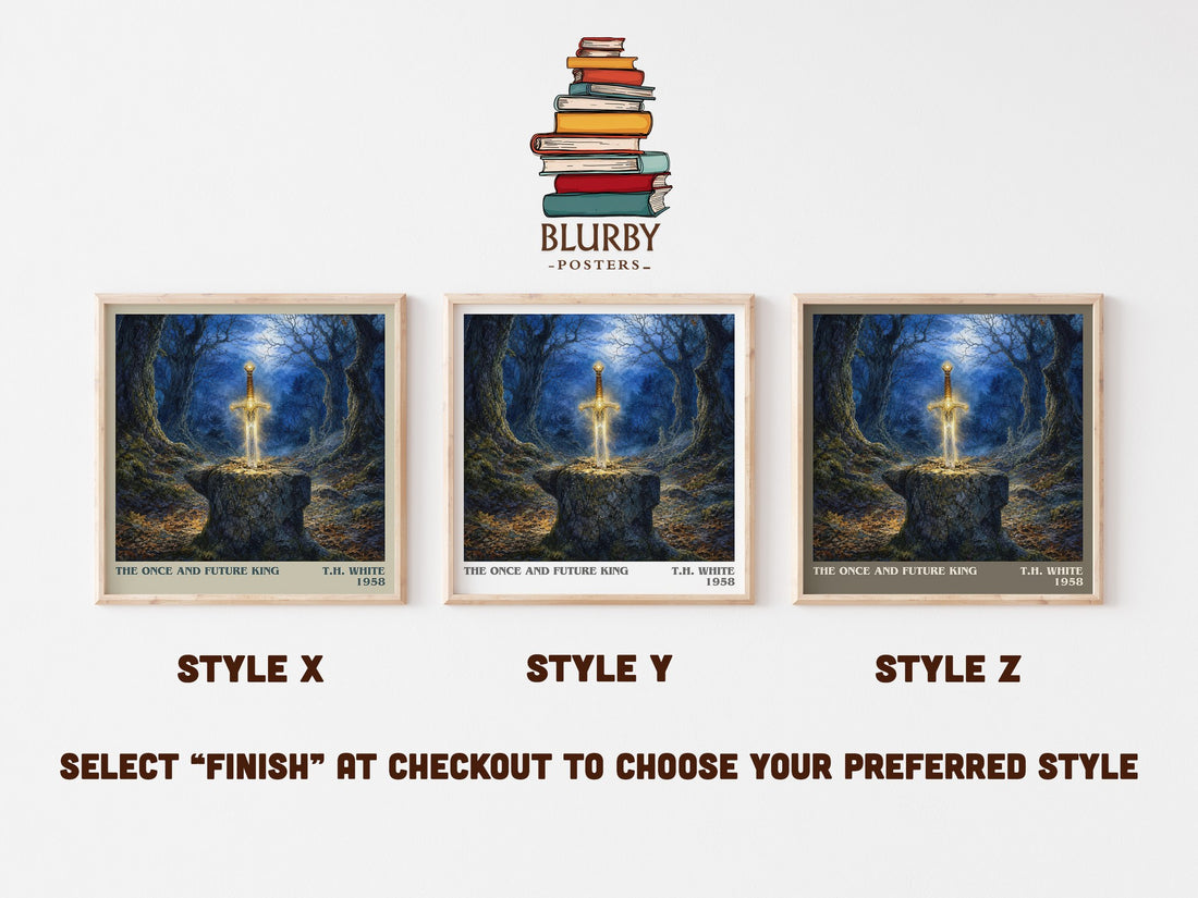 The Once and Future King literary print in frame leaning in hallway – fantasy wall art (mockup)