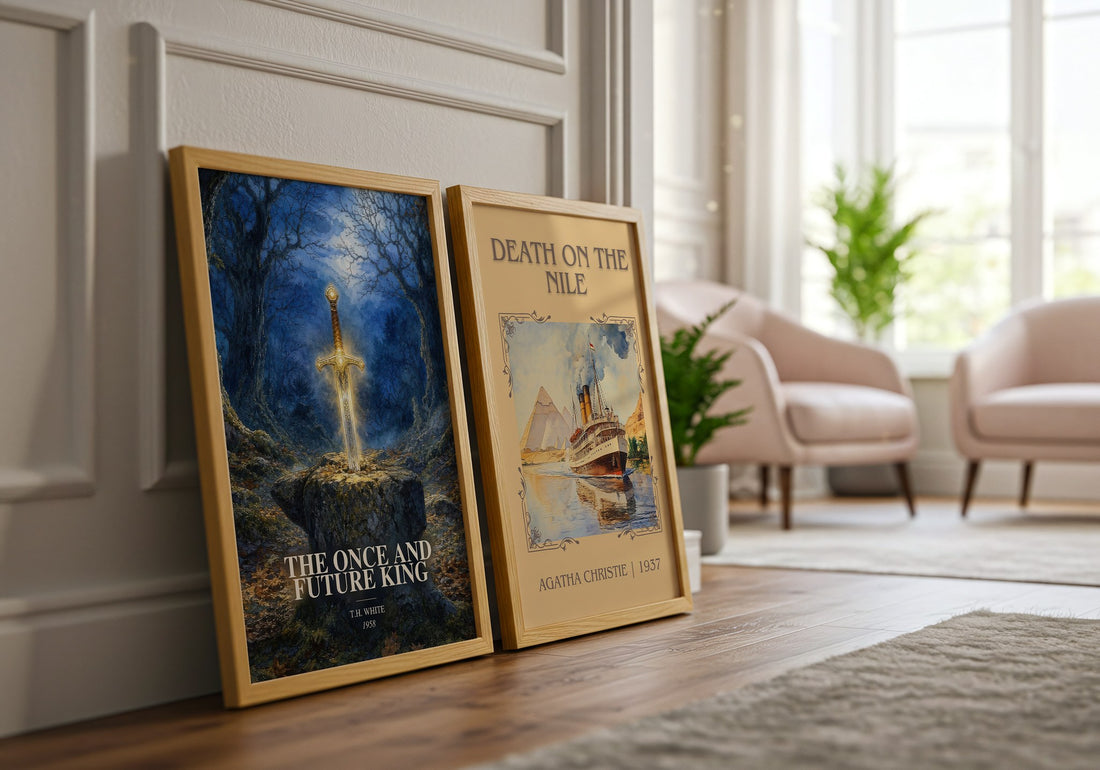 The Once and Future King watercolour print framed by window – literary home decor
