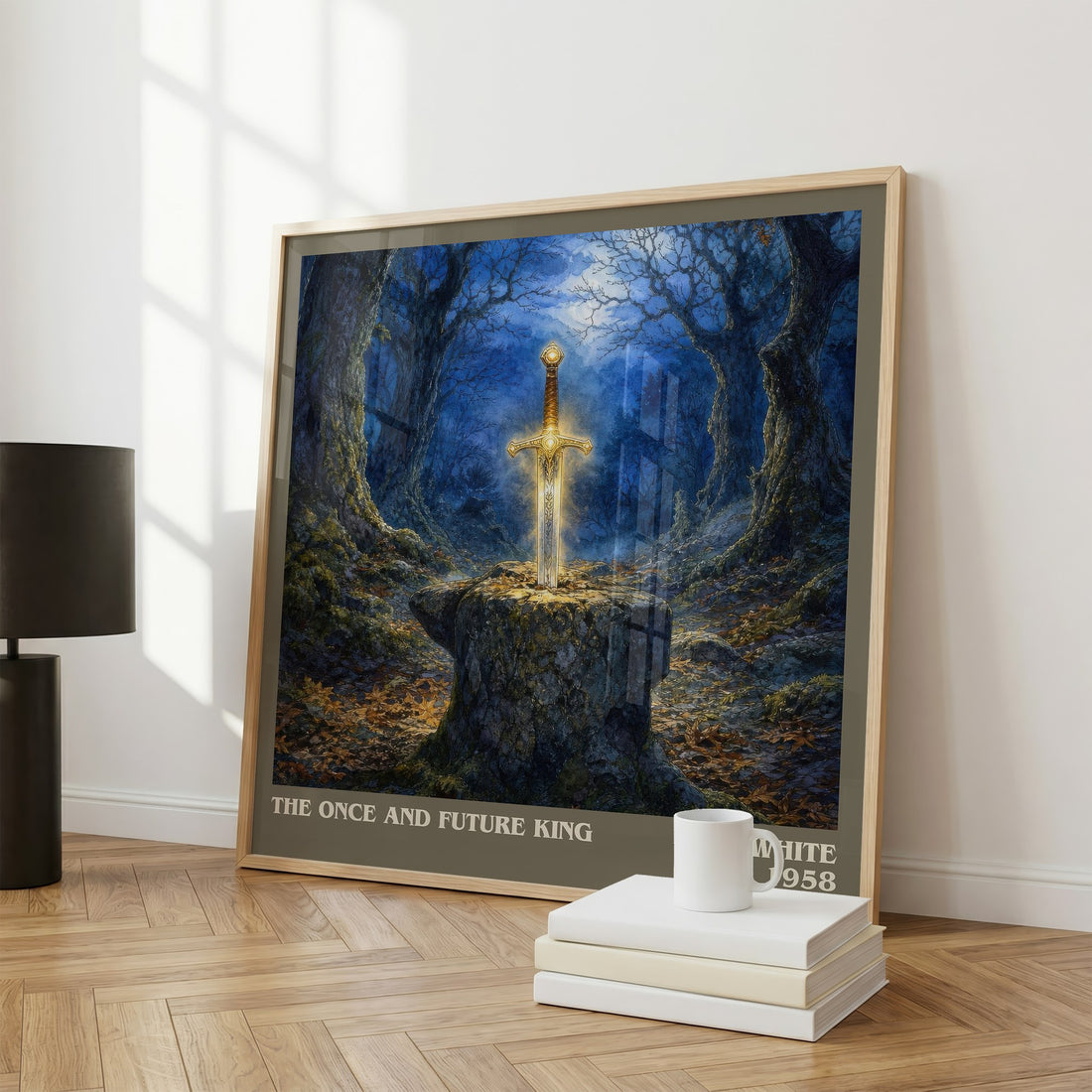 The Once and Future King literary print framed by window – literary home decor