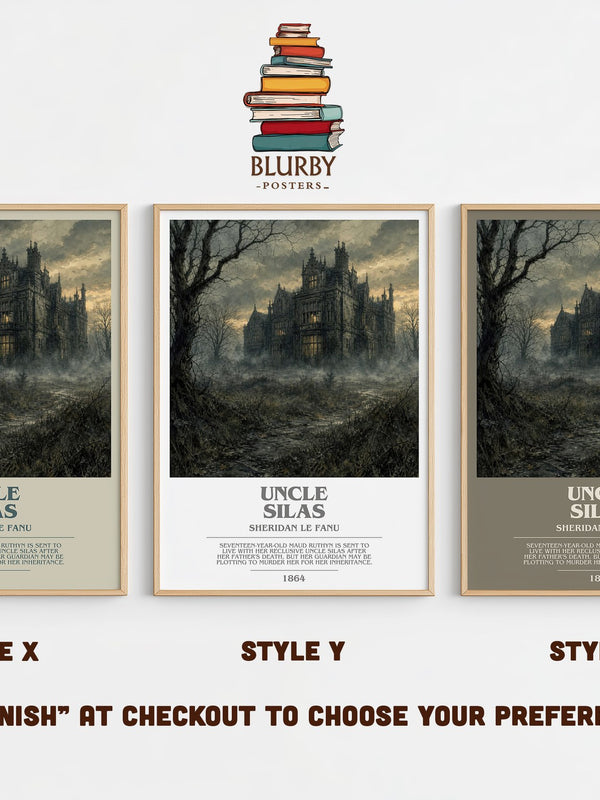 Uncle Silas bookish print in frame leaning in hallway – gothic wall art