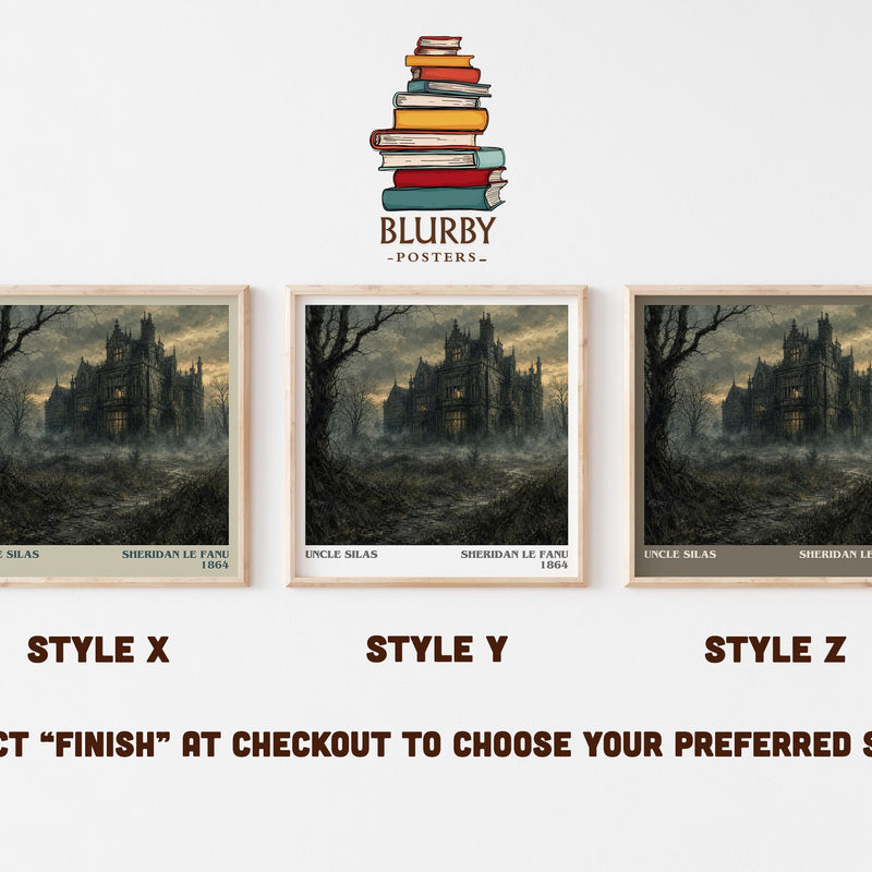 Uncle Silas literary print in frame leaning in hallway – gothic wall art