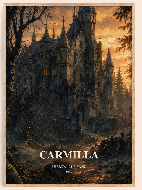 Carmilla watercolour book poster by Sheridan Le Fanu – framed literary art print