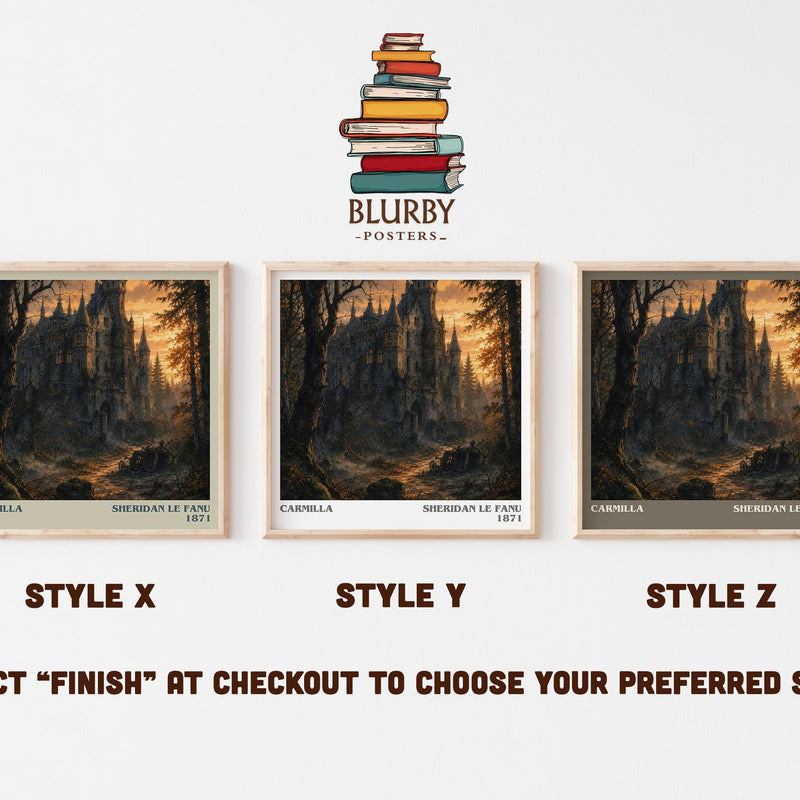 Carmilla literary print in frame leaning in hallway – gothic wall art