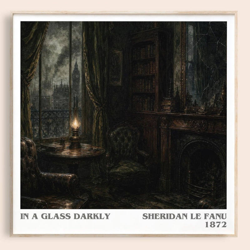 In a Glass Darkly literary book poster by Sheridan Le Fanu – framed literary art print