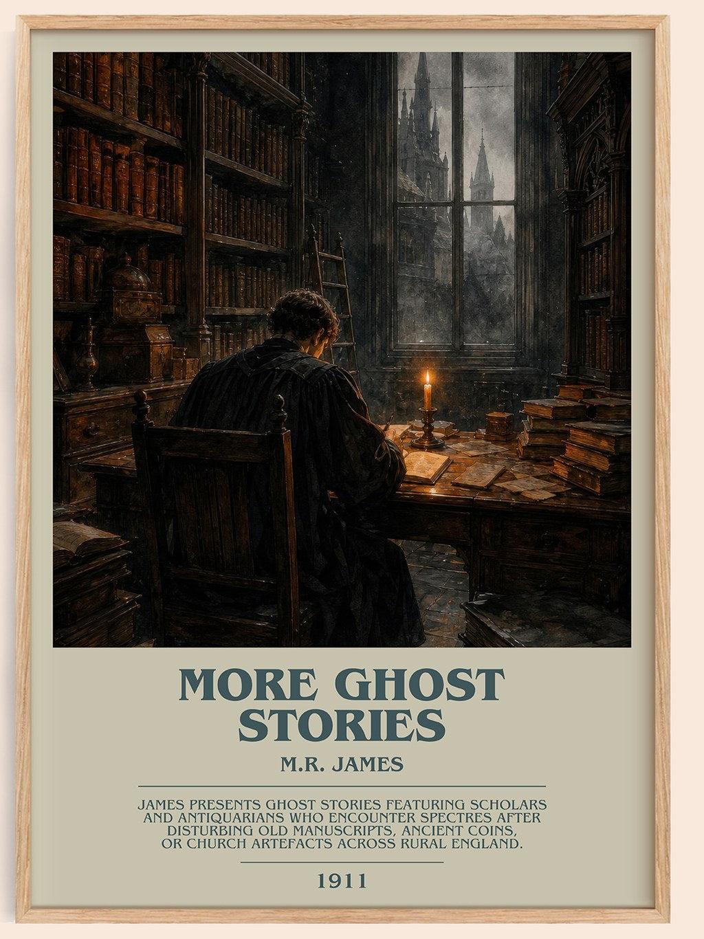 More Ghost Stories bookish book poster by M.R. James – framed literary art print