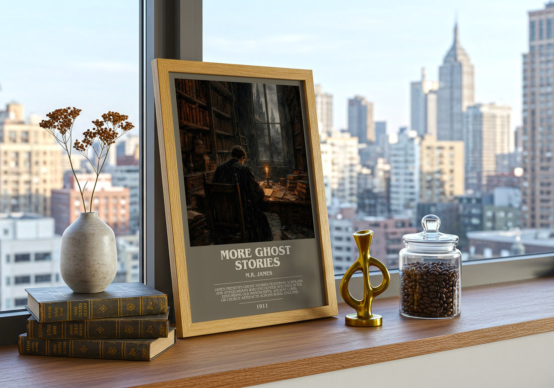 More Ghost Stories bookish print framed by window – literary home decor