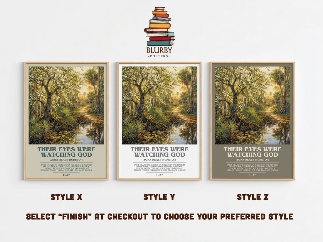 Their Eyes Were Watching God bookish print in frame leaning in hallway – literary fiction wall art (mockup)