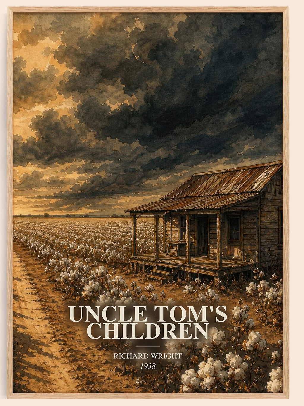 Uncle Tom's Children watercolour book poster by Richard Wright – framed literary art print