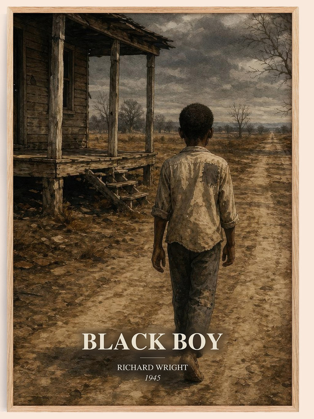Black Boy watercolour book poster by Richard Wright – framed literary art print