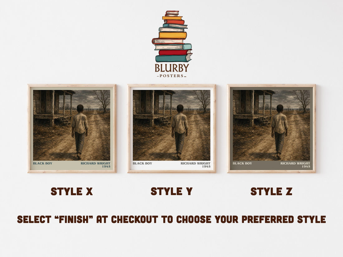 Black Boy literary print in frame leaning in hallway – memoir wall art (mockup)