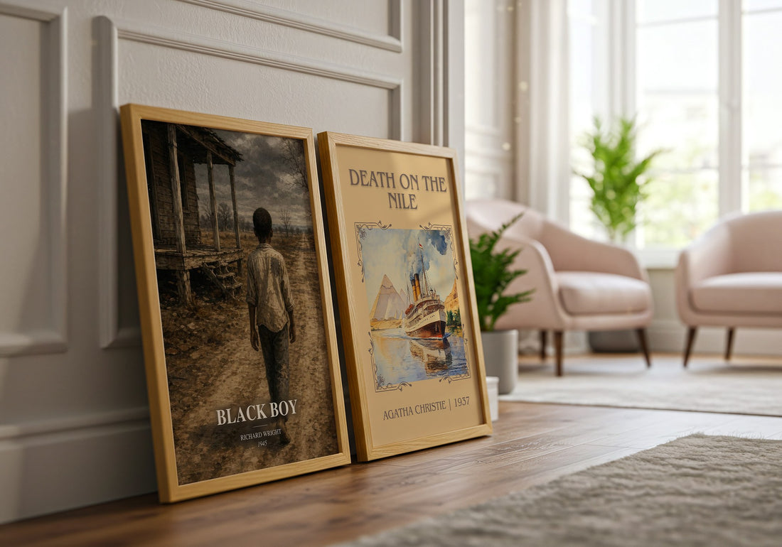 Black Boy watercolour print framed by window – literary home decor