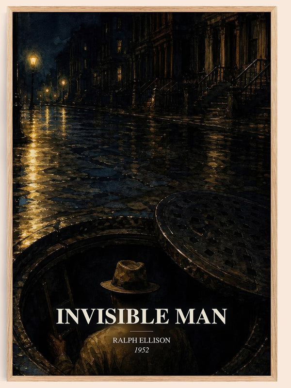 Invisible Man watercolour book poster by Ralph Ellison – framed literary art print