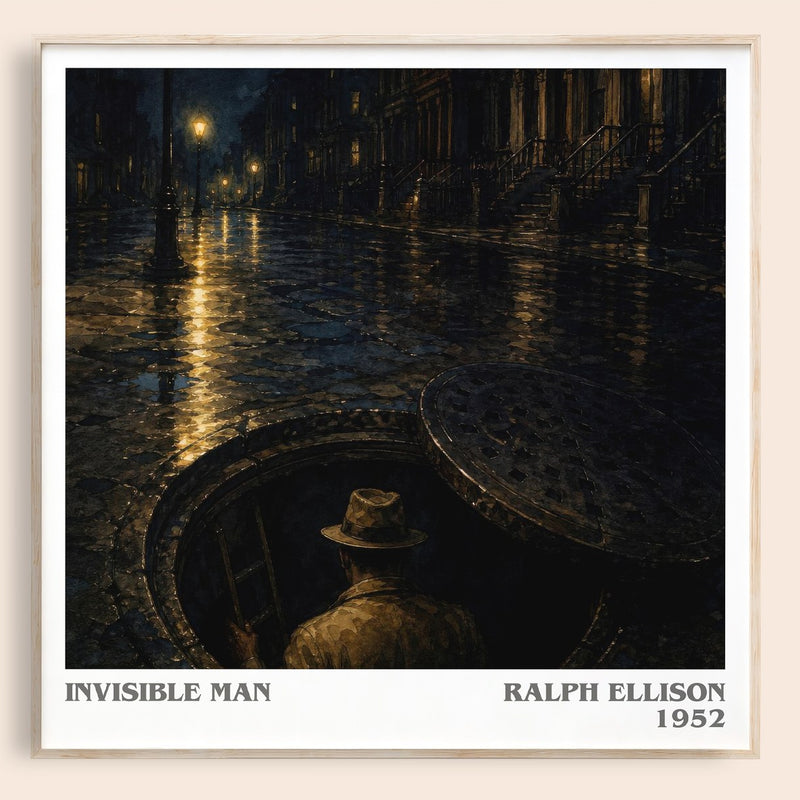 Invisible Man literary book poster by Ralph Ellison – framed literary art print