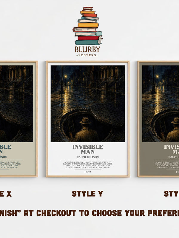 Invisible Man bookish print in frame leaning in hallway – literary fiction wall art