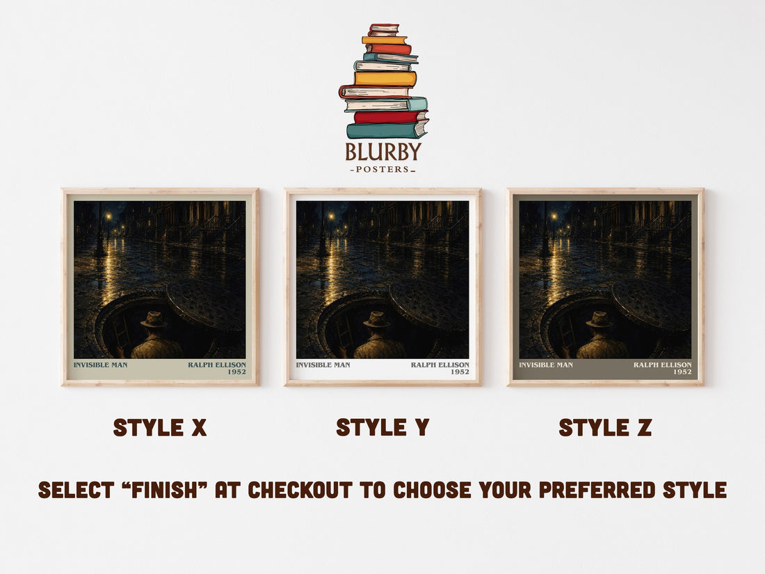 Invisible Man literary print in frame leaning in hallway – literary fiction wall art (mockup)