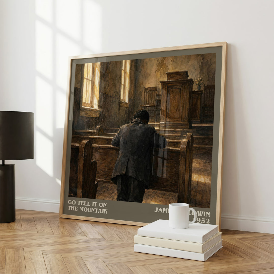 Go Tell It on the Mountain literary print framed by window – literary home decor