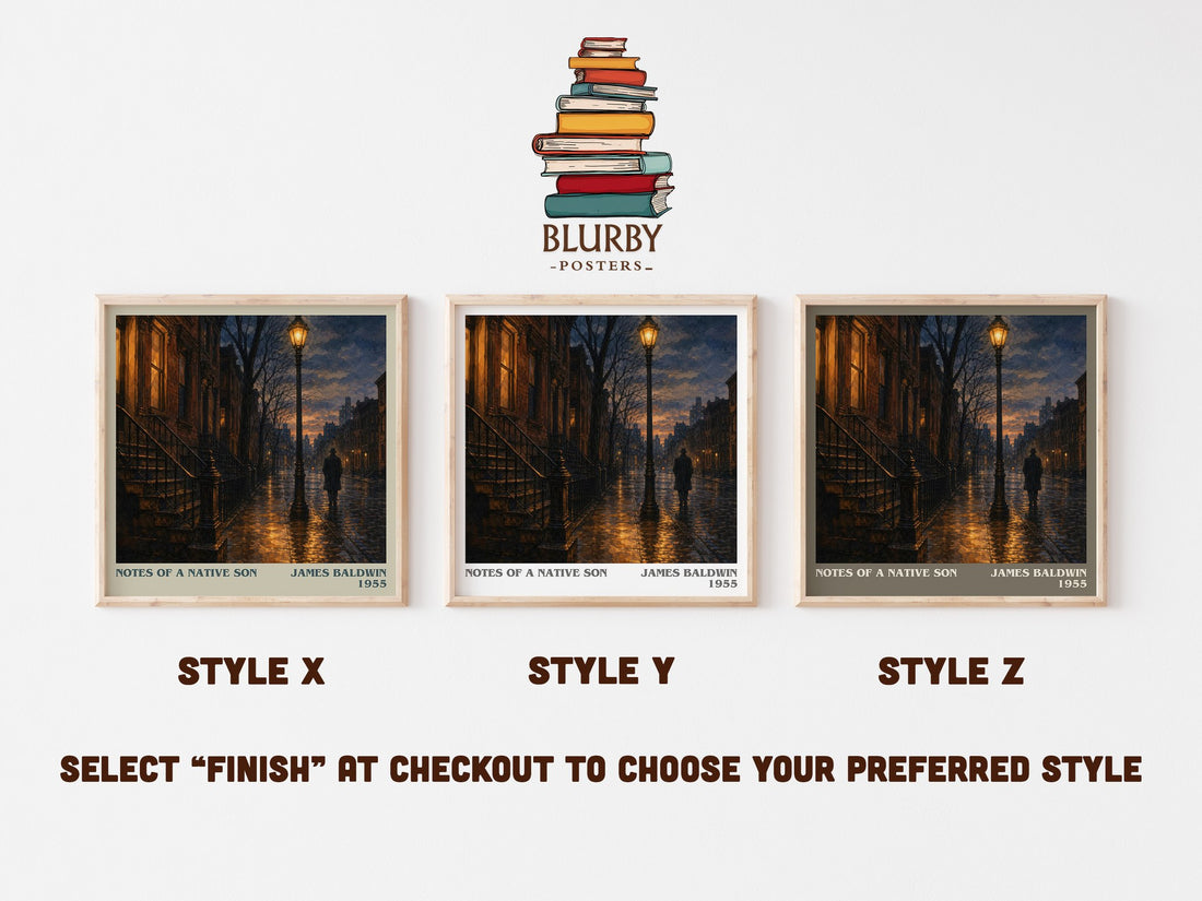 Notes of a Native Son literary print in frame leaning in hallway – non fiction wall art (mockup)