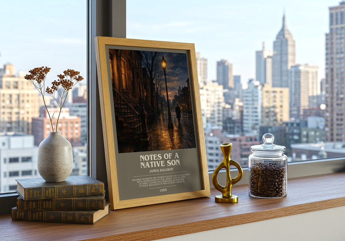 Notes of a Native Son bookish print framed by window – literary home decor