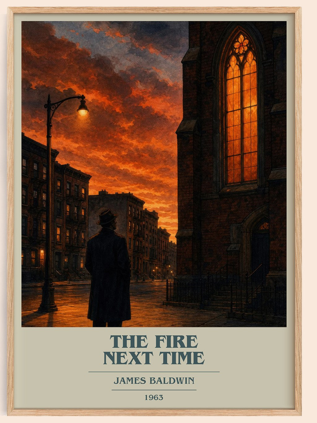 The Fire Next Time book cover book poster by James Baldwin – framed literary art print