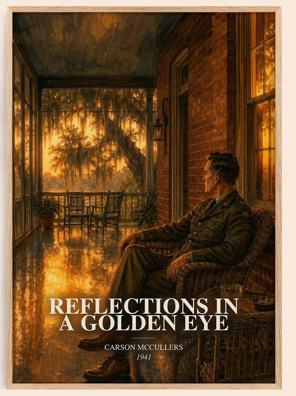 Reflections in a Golden Eye watercolour book poster by Carson McCullers – framed literary art print