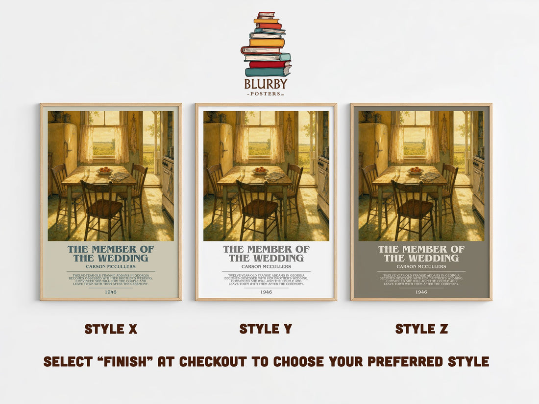 The Member of the Wedding bookish print in frame leaning in hallway – literary fiction wall art (mockup)
