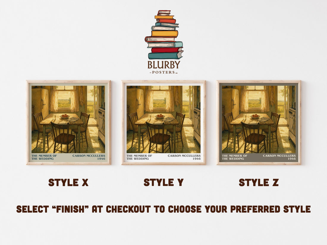 The Member of the Wedding literary print in frame leaning in hallway – literary fiction wall art (mockup)