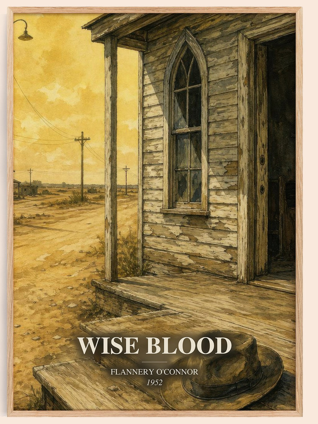 Wise Blood watercolour book poster by Flannery O'Connor – framed literary art print
