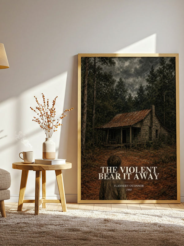 The Violent Bear It Away watercolour print in frame leaning in hallway – gothic wall art
