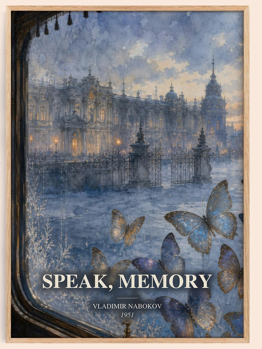 Speak, Memory watercolour book poster by Vladimir Nabokov – framed literary art print